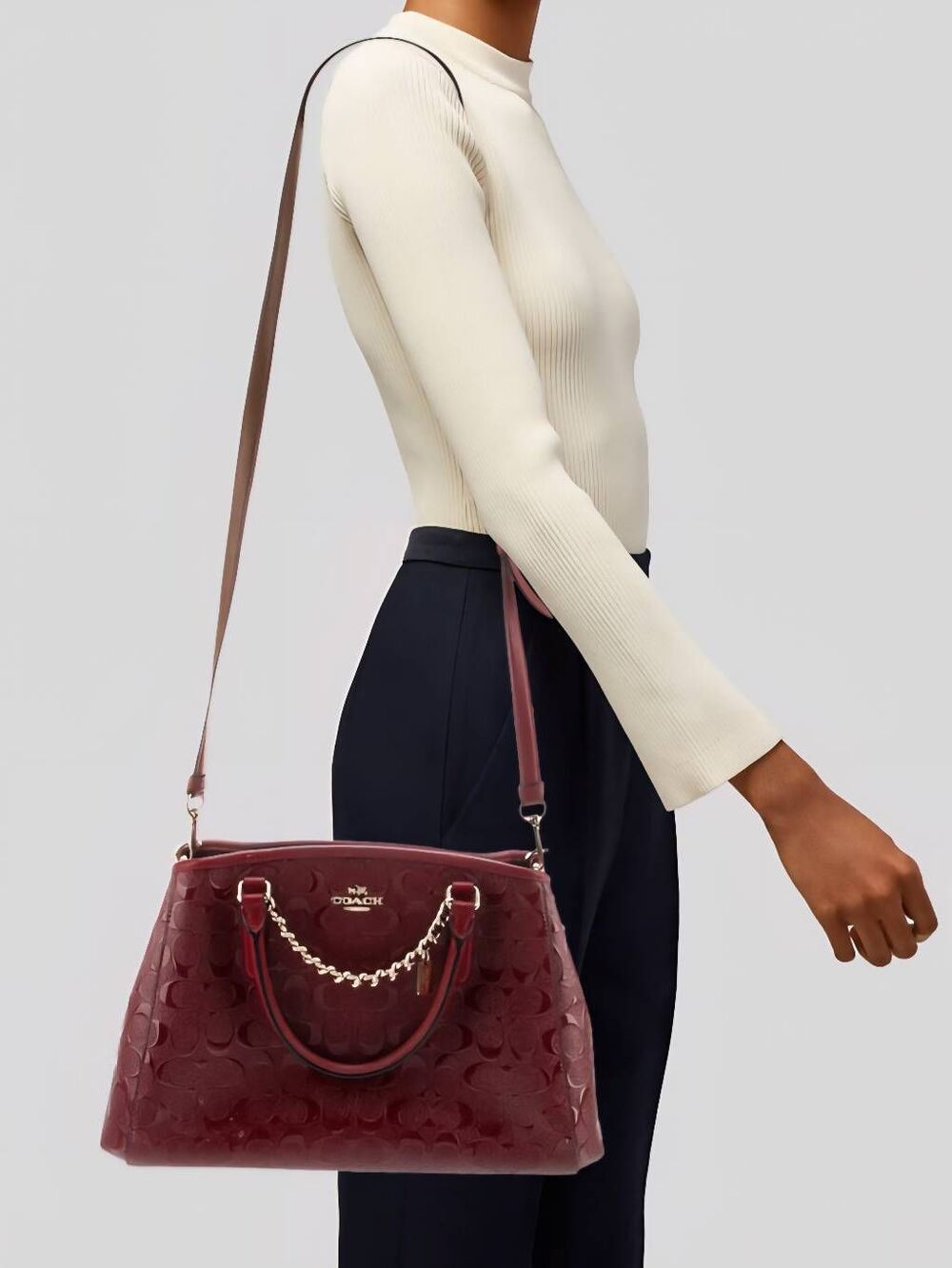 🩵NWT Coach Cherry Sage Signature Convertible Crossbody Satchel Purse